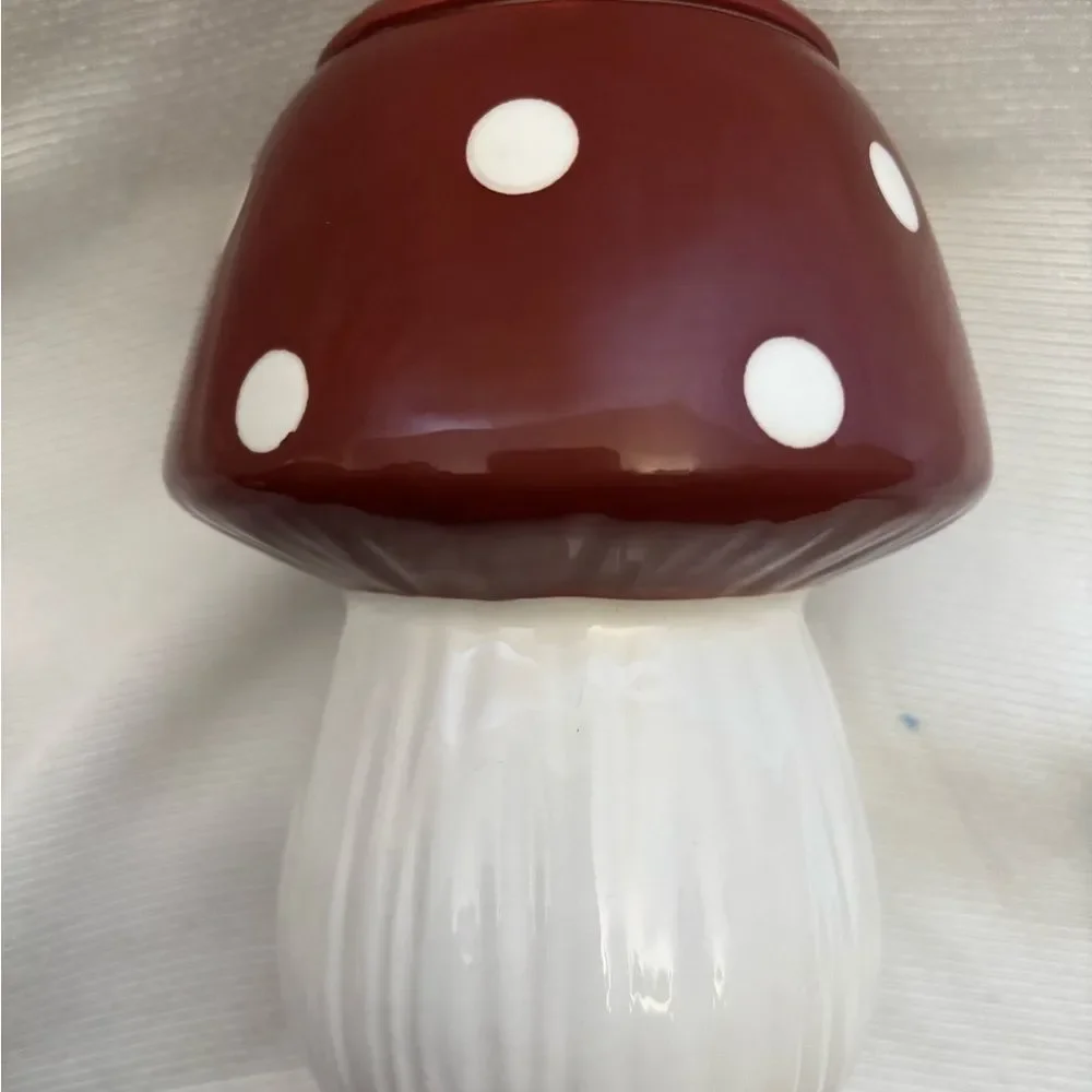 Red and White Ceramic Mushroom Decor